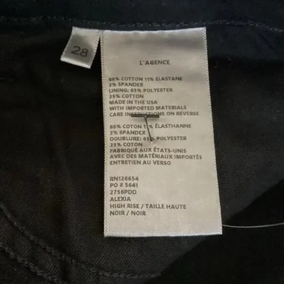 L’Agence Alexia High Rise Cropped Cigarette Jeans Black Noir 28 - Picture 9 of 11